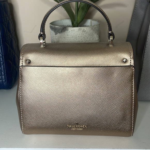 Kate Spade Rare Rose Gold Matallic Saffia Top Handle Bag - Picture 2 of 10